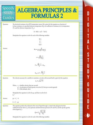 cover image of Algebra Principles and Formulas 2